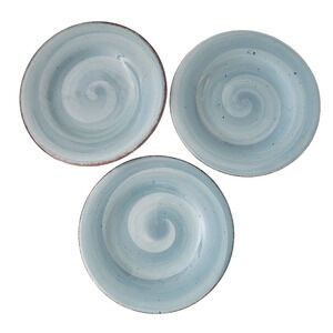 Hausenware Twist Teal Salad Plates – Teal with Brown Speckles & Trim, Set of 3
